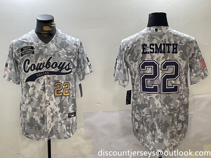 Men's Dallas Cowboys #22 Emmitt Smith 2024 Arctic Camo Salute To Service Stitched Baseball Jersey 2 Men's Dallas Cowboys #22 Emmitt Smith 2024 Arctic Camo Salute To Service Stitched Baseball Jersey 2