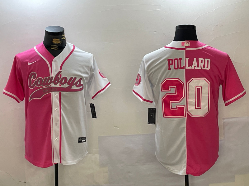 Men's Dallas Cowboys #20 Tony Pollard Red White With Patch Cool Base Stitched Baseball Jersey 5 Men's Dallas Cowboys #20 Tony Pollard Red White With Patch Cool Base Stitched Baseball Jersey 5