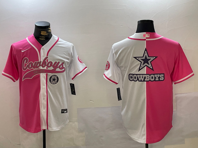 Men's Dallas Cowboys big logo Red White With Patch Cool Base Stitched Baseball Jersey 7 Men's Dallas Cowboys big logo Red White With Patch Cool Base Stitched Baseball Jersey 7