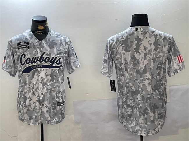 Men's Dallas Cowboys Blank 2024 Arctic Camo Salute To Service Stitched Baseball Jersey Men's Dallas Cowboys Blank 2024 Arctic Camo Salute To Service Stitched Baseball Jersey