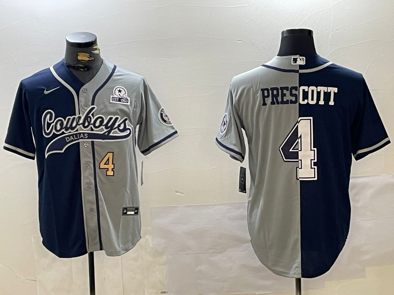Men's Dallas Cowboys #4 grey Team With Patch Cool Base Stitched Baseball Jersey 17 Men's Dallas Cowboys #4 grey Team With Patch Cool Base Stitched Baseball Jersey 17