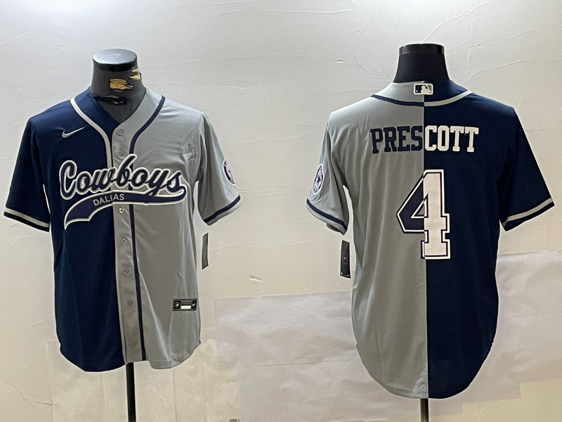 Men's Dallas Cowboys #4 grey Team With Patch Cool Base Stitched Baseball Jersey 8 Men's Dallas Cowboys #4 grey Team With Patch Cool Base Stitched Baseball Jersey 8
