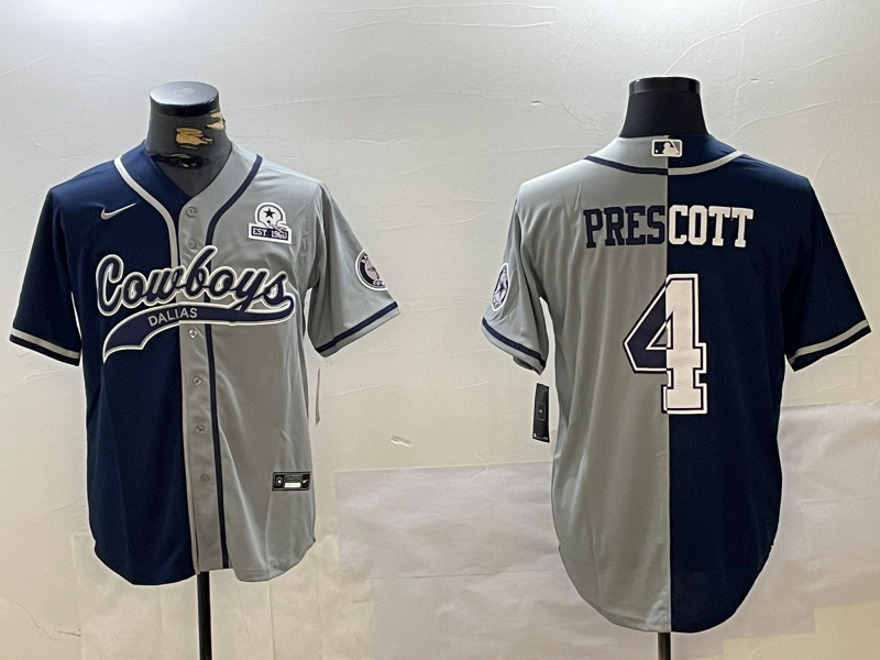 Men's Dallas Cowboys #4 grey Team With Patch Cool Base Stitched Baseball Jersey 1 Men's Dallas Cowboys #4 grey Team With Patch Cool Base Stitched Baseball Jersey 1