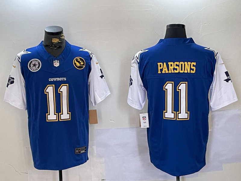 Men's Dallas Cowboys #11 Micah Parsons 2024 F.U.S.E. Navy Gold With Texas & John Madden Patch Stitched Football Jersey 3 Men's Dallas Cowboys #11 Micah Parsons 2024 F.U.S.E. Navy Gold With Texas & John Madden Patch Stitched Football Jersey 3