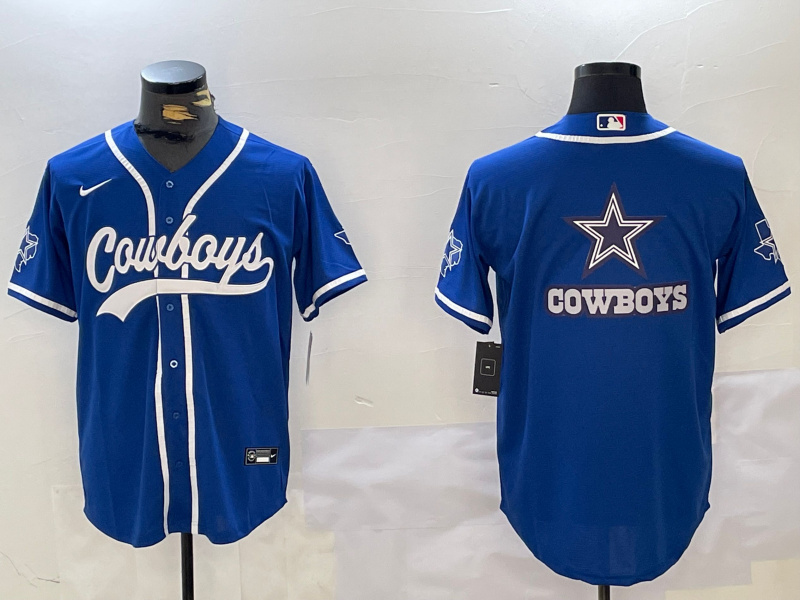 Men's Dallas Cowboys Big Logo Royal With Patch Cool Base Stitched Baseball Jersey 3 Men's Dallas Cowboys Big Logo Royal With Patch Cool Base Stitched Baseball Jersey 3