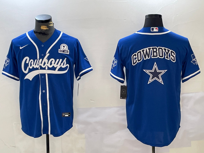 Men's Dallas Cowboys Big Logo Royal With Patch Cool Base Stitched Baseball Jersey Men's Dallas Cowboys Big Logo Royal With Patch Cool Base Stitched Baseball Jersey