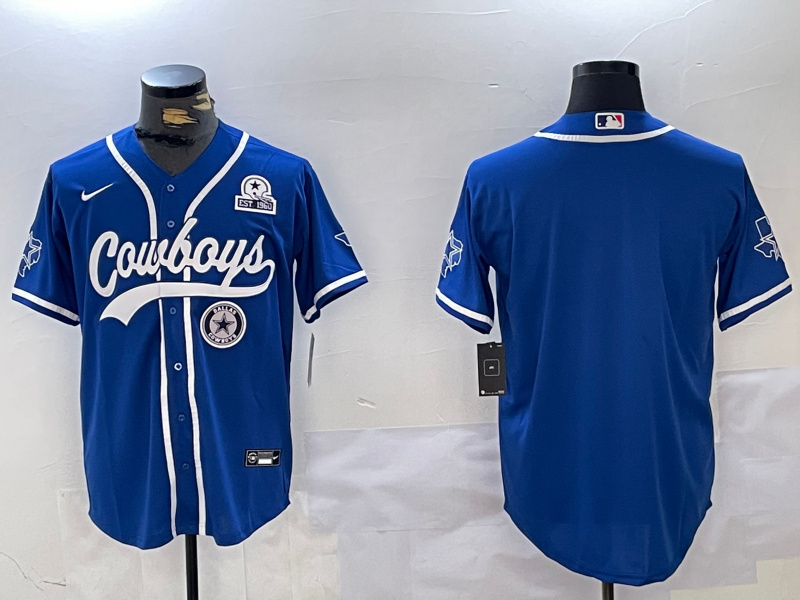 Men's Dallas Cowboys Blank Royal With Patch Cool Base Stitched Baseball Jersey 2 Men's Dallas Cowboys Blank Royal With Patch Cool Base Stitched Baseball Jersey 2