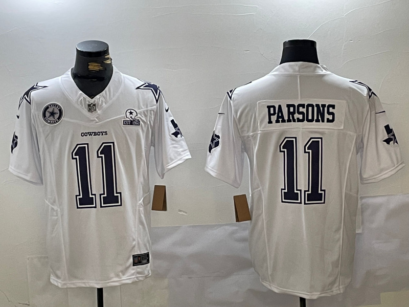 Men's Dallas Cowboys #11 Micah Parsons 2024 White F.U.S.E. With Established In 1960 Patch Stitched Football Jersey 2 Men's Dallas Cowboys #11 Micah Parsons 2024 White F.U.S.E. With Established In 1960 Patch Stitched Football Jersey 2