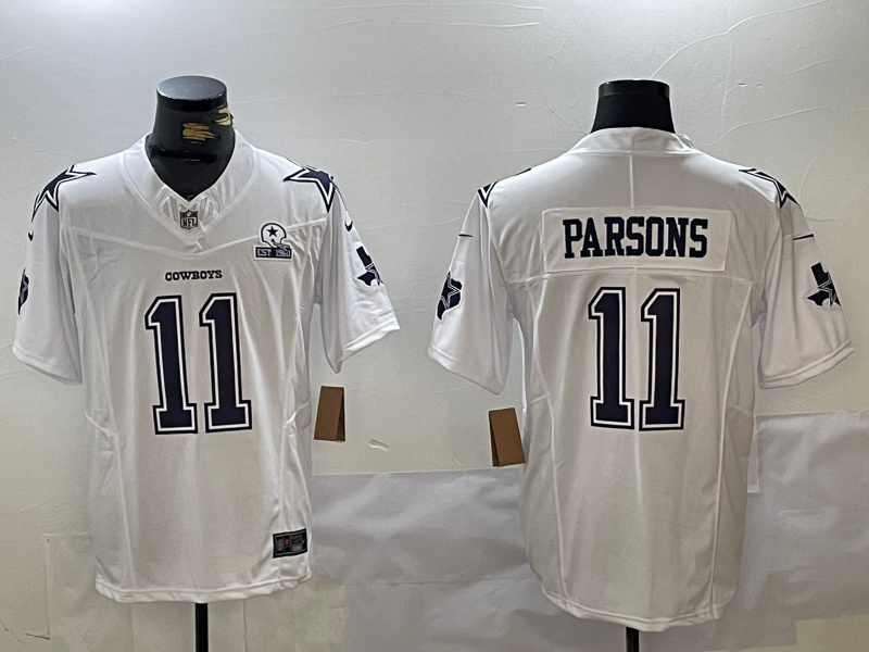 Men's Dallas Cowboys #11 Micah Parsons 2024 White F.U.S.E. With Established In 1960 Patch Stitched Football Jersey Men's Dallas Cowboys #11 Micah Parsons 2024 White F.U.S.E. With Established In 1960 Patch Stitched Football Jersey