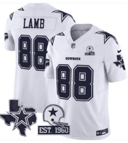 Men's Dallas Cowboys #88 CeeDee Lamb 2024 White F.U.S.E. With Established In 1960 Patch Stitched Football Jersey Men's Dallas Cowboys #88 CeeDee Lamb 2024 White F.U.S.E. With Established In 1960 Patch Stitched Football Jersey