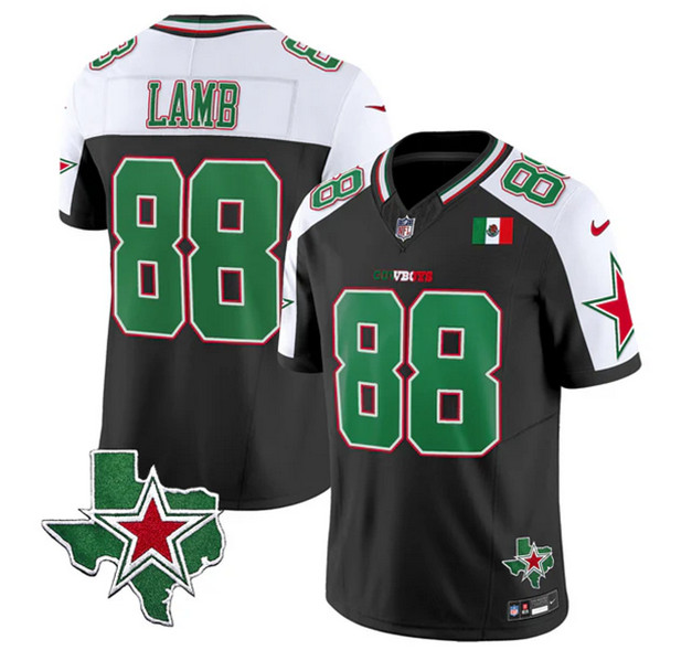 Men's Dallas Cowboys #88 CeeDee Lamb 2024 Mexico Black White F.U.S.E. Stitched Football Jersey Men's Dallas Cowboys #88 CeeDee Lamb 2024 Mexico Black White F.U.S.E. Stitched Football Jersey