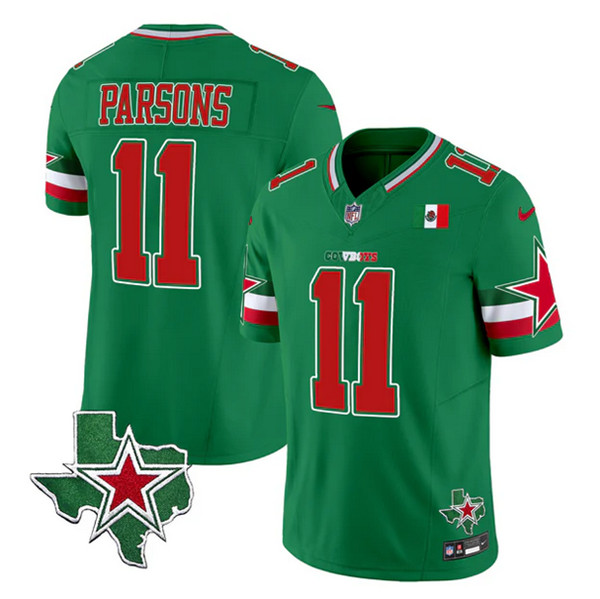 Men's Dallas Cowboys #11 Micah Parsons 2024 Mexico Green F.U.S.E. Stitched Football Jersey Men's Dallas Cowboys #11 Micah Parsons 2024 Mexico Green F.U.S.E. Stitched Football Jersey