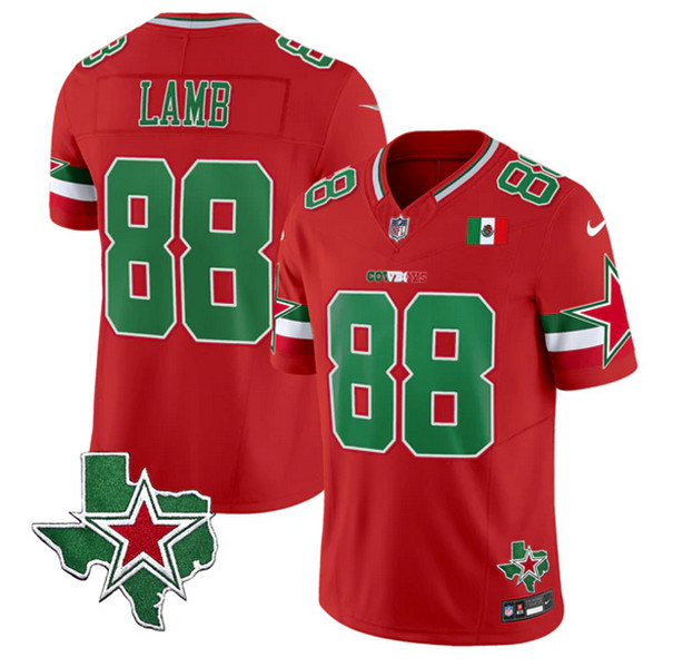 Men's Dallas Cowboys #88 CeeDee Lamb 2024 Mexico Red F.U.S.E. Stitched Football Jersey Men's Dallas Cowboys #88 CeeDee Lamb 2024 Mexico Red F.U.S.E. Stitched Football Jersey