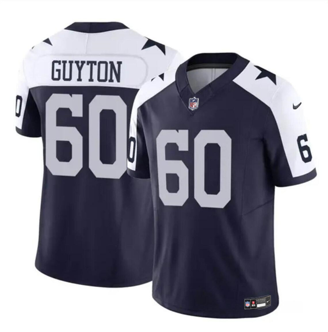 Men's Dallas Cowboys #60 Tyler Guyton Navy White 2024 Draft F.U.S.E Thanksgiving Vapor Untouchable Limited Stitched Football Jersey Men's Dallas Cowboys #60 Tyler Guyton Navy White 2024 Draft F.U.S.E Thanksgiving Vapor Untouchable Limited Stitched Football Jersey