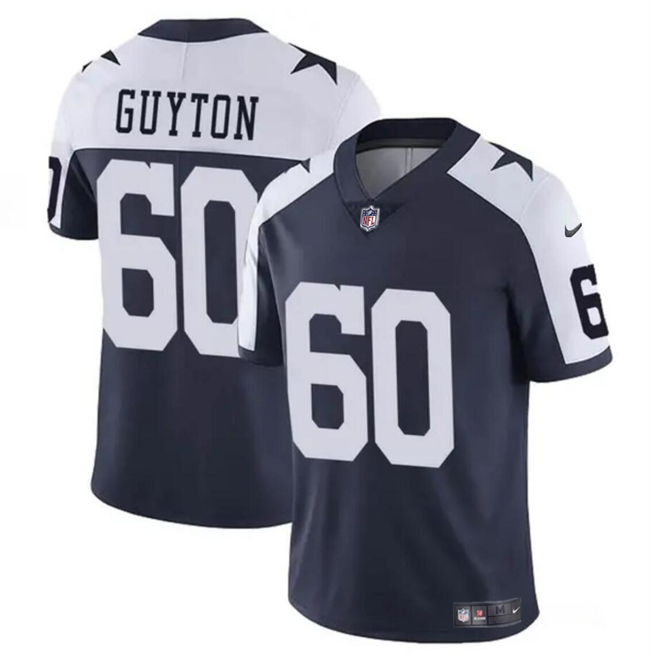 Men's Dallas Cowboys #60 Tyler Guyton Navy White 2024 Draft Vapor Untouchable Thanksgiving Limited Stitched Football Jersey Men's Dallas Cowboys #60 Tyler Guyton Navy White 2024 Draft Vapor Untouchable Thanksgiving Limited Stitched Football Jersey