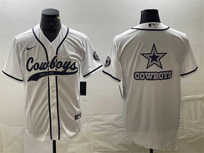 Men's Dallas Cowboys White Team Big Logo With Patch Cool Base Stitched Baseball Jersey Men's Dallas Cowboys White Team Big Logo With Patch Cool Base Stitched Baseball Jersey