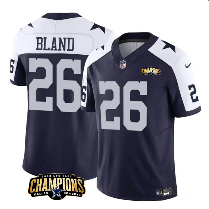 Men's Dallas Cowboys #26 DaRon Bland Navy White 2023 F.U.S.E. NFC East Champions Patch Stitched Football Jersey Men's Dallas Cowboys #26 DaRon Bland Navy White 2023 F.U.S.E. NFC East Champions Patch Stitched Football Jersey