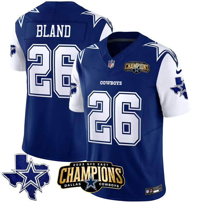 Men's Dallas Cowboys #26 DaRon Bland Blue White 2023 F.U.S.E. NFC East Champions Patch Stitched Football Jersey Men's Dallas Cowboys #26 DaRon Bland Blue White 2023 F.U.S.E. NFC East Champions Patch Stitched Football Jersey
