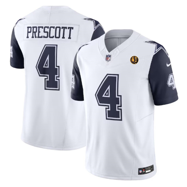 Men's Dallas Cowboys #4 Dak Prescott White 2023 F.U.S.E. With John Madden Patch Vapor Limited Stitched Football Jerseys Men's Dallas Cowboys #4 Dak Prescott White 2023 F.U.S.E. With John Madden Patch Vapor Limited Stitched Football Jerseys
