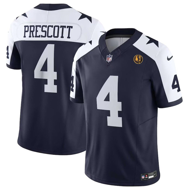 Men's Dallas Cowboys #4 Dak Prescott Navy 2023 F.U.S.E. With John Madden Patch Vapor Limited Stitched Football Jerseys Men's Dallas Cowboys #4 Dak Prescott Navy 2023 F.U.S.E. With John Madden Patch Vapor Limited Stitched Football Jerseys
