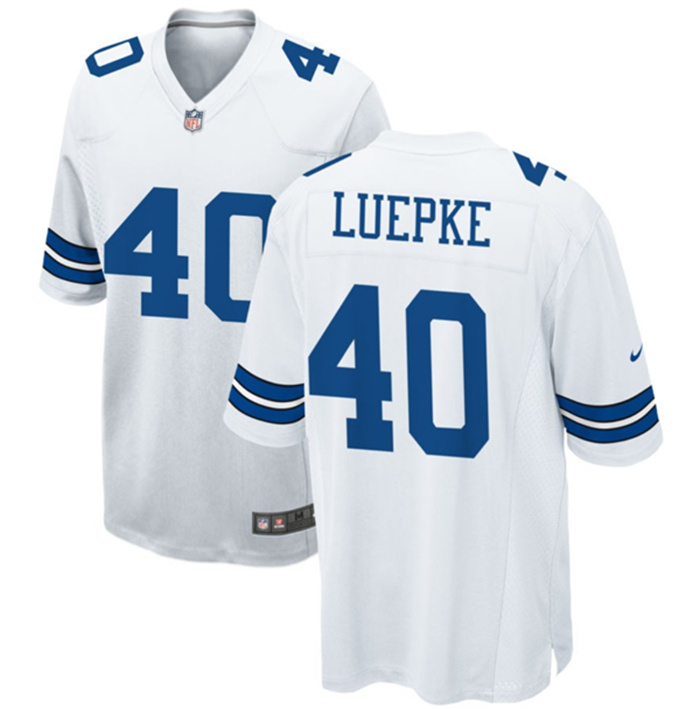 Men's Dallas Cowboys #40 Hunter Luepke White Stitched Football Game Jersey Men's Dallas Cowboys #40 Hunter Luepke White Stitched Football Game Jersey