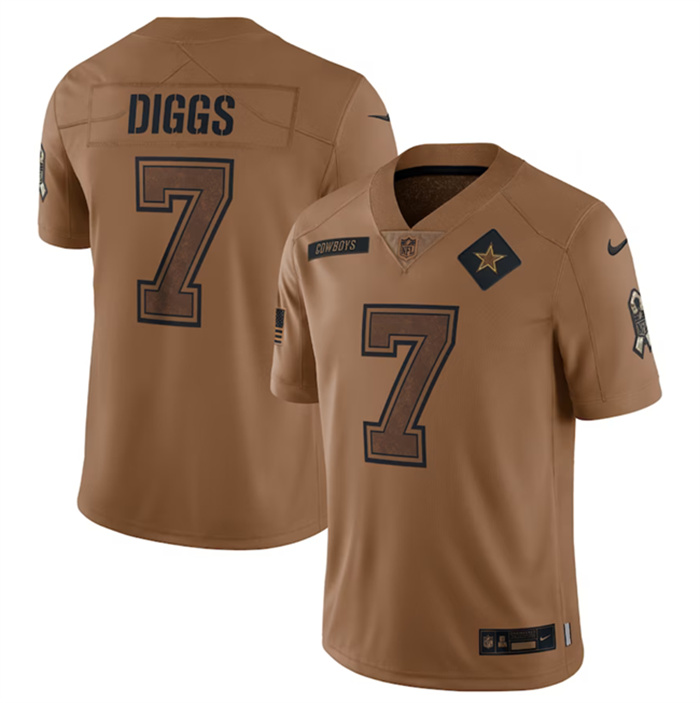 Men's Dallas Cowboys #7 Trevon Diggs 2023 Brown Salute To Service Limited Stitched Football Jersey Men's Dallas Cowboys #7 Trevon Diggs 2023 Brown Salute To Service Limited Stitched Football Jersey