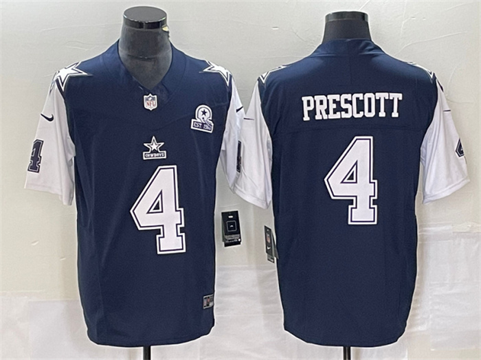 Men's Dallas Cowboys #4 Dak Prescott Navy 2023 F.U.S.E. With 1960 Patch Vapor Limited Stitched Football Jersey Men's Dallas Cowboys #4 Dak Prescott Navy 2023 F.U.S.E. With 1960 Patch Vapor Limited Stitched Football Jersey