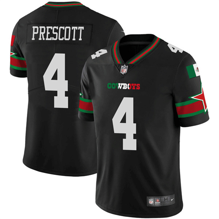 Men's Dallas Cowboys #4 Dak Prescott Black Mexico Vapor Limited Stitched Football Jersey Men's Dallas Cowboys #4 Dak Prescott Black Mexico Vapor Limited Stitched Football Jersey