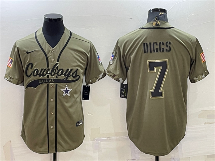 Men's Dallas Cowboys #7 Trevon Diggs 2022 Olive Salute To Service Cool Base Stitched Baseball Jersey Men's Dallas Cowboys #7 Trevon Diggs 2022 Olive Salute To Service Cool Base Stitched Baseball Jersey
