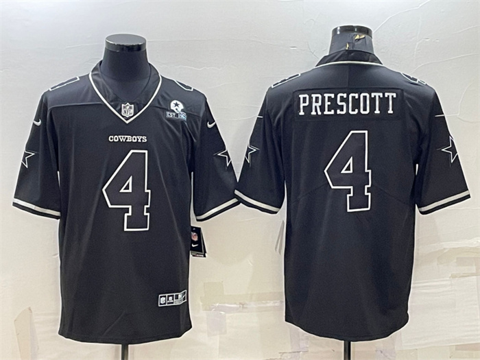 Men's Dallas Cowboys #4 Dak Prescott Black With 1960 Patch Limited Stitched Football Jersey Men's Dallas Cowboys #4 Dak Prescott Black With 1960 Patch Limited Stitched Football Jersey