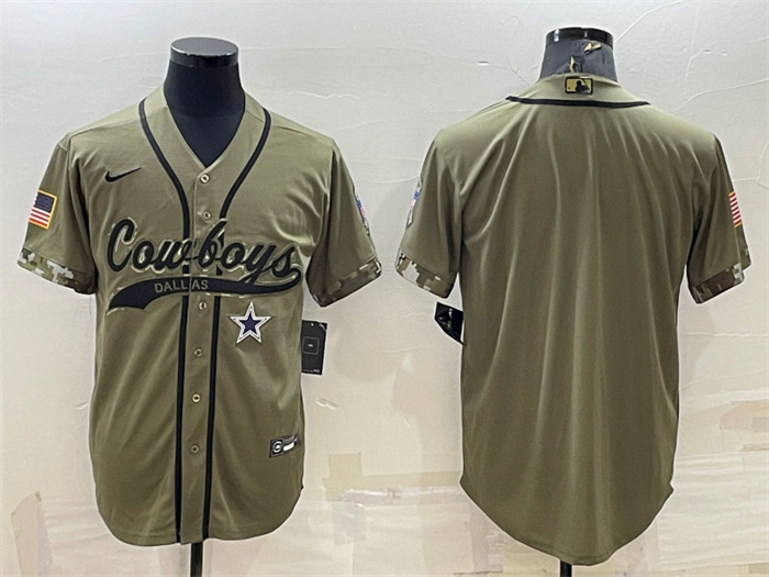 Men's Dallas Cowboys Blank Olive Salute To Service Cool Base Stitched Baseball Jersey Men's Dallas Cowboys Blank Olive Salute To Service Cool Base Stitched Baseball Jersey