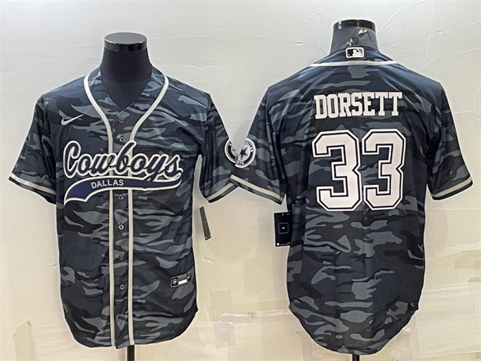 Men's Dallas Cowboys #33 Tony Dorsett Grey Camo With Patch Cool Base Stitched Baseball Jersey Men's Dallas Cowboys #33 Tony Dorsett Grey Camo With Patch Cool Base Stitched Baseball Jersey