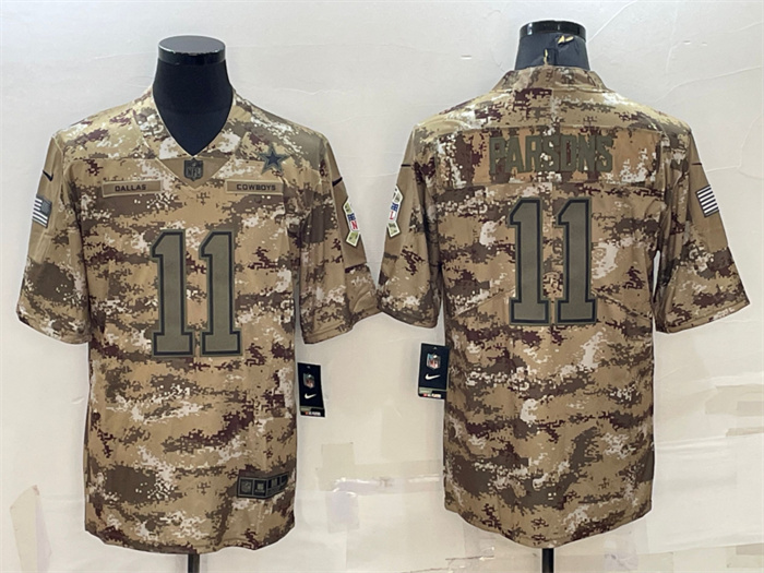 Men's Dallas Cowboys #11 Micah Parsons Camo Salute To Service Stitched Jersey Men's Dallas Cowboys #11 Micah Parsons Camo Salute To Service Stitched Jersey