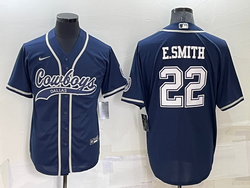 Men's Dallas Cowboys #22 Emmitt Smith Navy Cool Base Stitched Baseball Jersey Men's Dallas Cowboys #22 Emmitt Smith Navy Cool Base Stitched Baseball Jersey