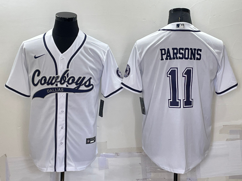 Men's Dallas Cowboys #11 Micah Parsons White Cool Base Stitched Baseball Jersey Men's Dallas Cowboys #11 Micah Parsons White Cool Base Stitched Baseball Jersey