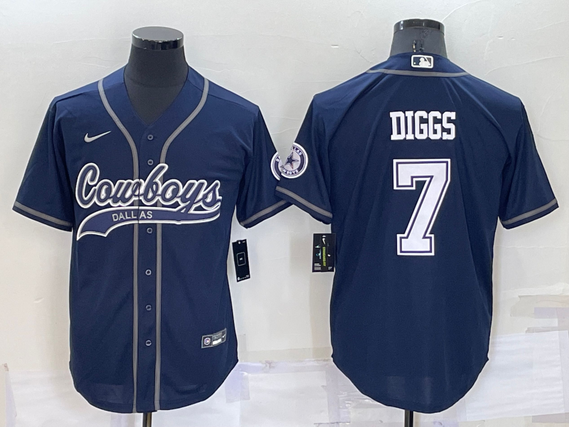 Men's Dallas Cowboys #7 Trevon Diggs Navy Cool Base Stitched Baseball Jersey Men's Dallas Cowboys #7 Trevon Diggs Navy Cool Base Stitched Baseball Jersey