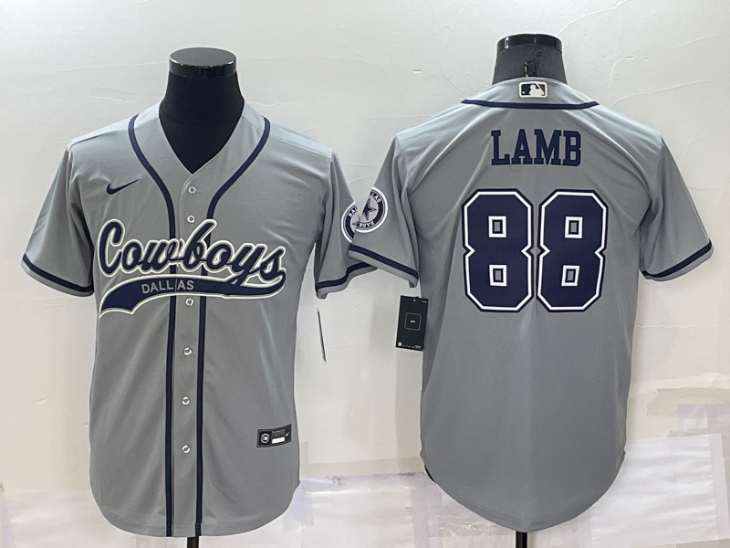 Men's Dallas Cowboys #88 CeeDee Lamb Grey Cool Base Stitched Baseball Jersey Men's Dallas Cowboys #88 CeeDee Lamb Grey Cool Base Stitched Baseball Jersey