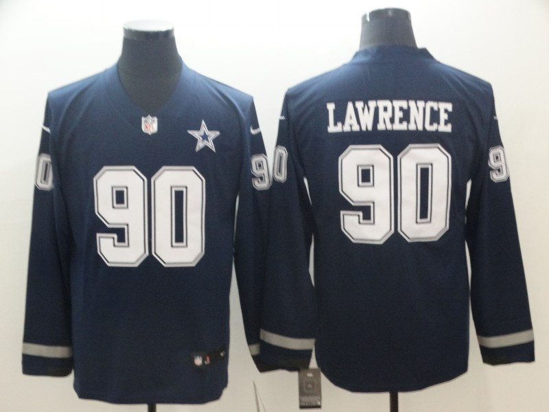 Men's Dallas Cowboys #90 Demarcus Lawrence Navy Therma Long Sleeve Limited Jersey Men's Dallas Cowboys #90 Demarcus Lawrence Navy Therma Long Sleeve Limited Jersey