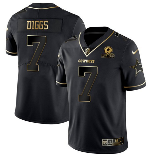 Men's Dallas Cowboys #7 Trevon Diggs Black Golden Edition Limited Stitched Jersey Men's Dallas Cowboys #7 Trevon Diggs Black Golden Edition Limited Stitched Jersey