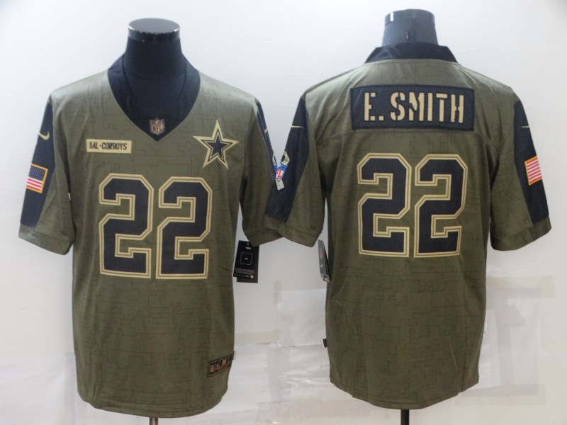 Men's Dallas Cowboys #22 Emmitt Smith Nike Olive 2021 Salute To Service Retired Player Limited Jersey Men's Dallas Cowboys #22 Emmitt Smith Nike Olive 2021 Salute To Service Retired Player Limited Jersey