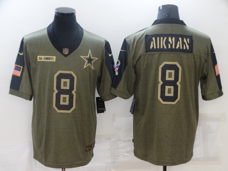 Men's Dallas Cowboys #8 Troy Aikman Nike Olive 2021 Salute To Service Retired Player Limited Jersey Men's Dallas Cowboys #8 Troy Aikman Nike Olive 2021 Salute To Service Retired Player Limited Jersey