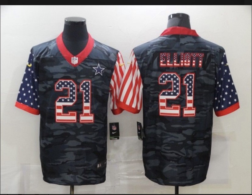 Men's Dallas Cowboys #21 Ezekiel Elliott Camo Salute To Serve USA Flag Limited Jersey Men's Dallas Cowboys #21 Ezekiel Elliott Camo Salute To Serve USA Flag Limited Jersey