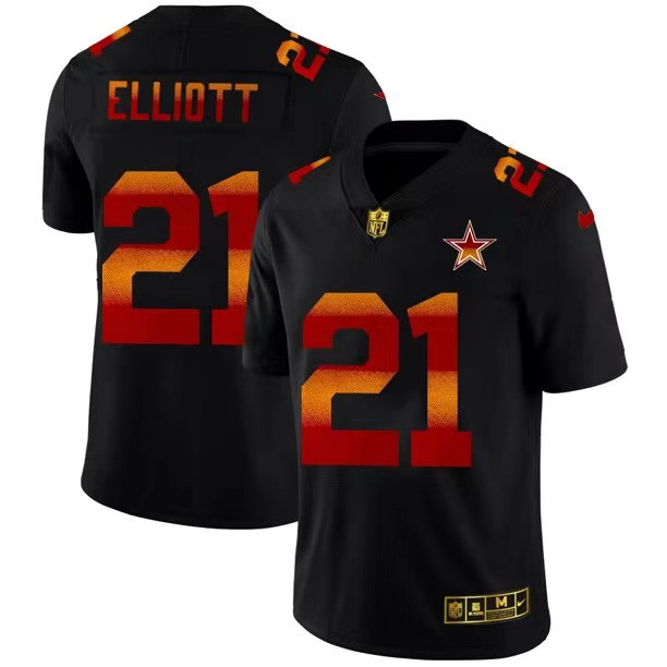 Dallas Cowboys #21 Ezekiel Elliott Men's Black Nike Red Orange Stripe Vapor Limited NFL Jersey Dallas Cowboys #21 Ezekiel Elliott Men's Black Nike Red Orange Stripe Vapor Limited NFL Jersey
