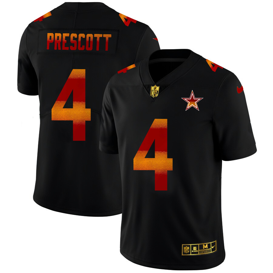 Dallas Cowboys #4 Dak Prescott Men's Black Nike Red Orange Stripe Vapor Limited NFL Jersey Dallas Cowboys #4 Dak Prescott Men's Black Nike Red Orange Stripe Vapor Limited NFL Jersey