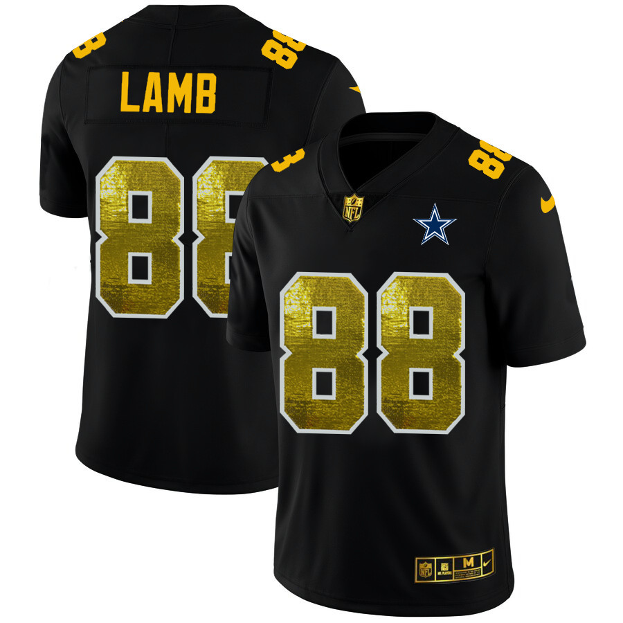 Dallas Cowboys #88 CeeDee Lamb Men's Black Nike Golden Sequin Vapor Limited NFL Jersey Dallas Cowboys #88 CeeDee Lamb Men's Black Nike Golden Sequin Vapor Limited NFL Jersey