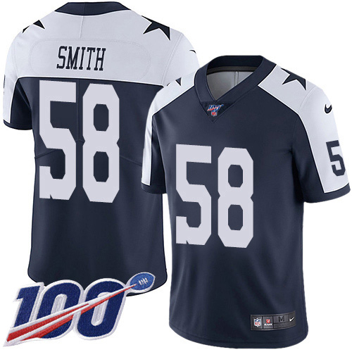 Nike Cowboys #58 Aldon Smith Navy Blue Thanksgiving Men's Stitched NFL 100th Season Vapor Throwback Limited Jersey Nike Cowboys #58 Aldon Smith Navy Blue Thanksgiving Men's Stitched NFL 100th Season Vapor Throwback Limited Jersey