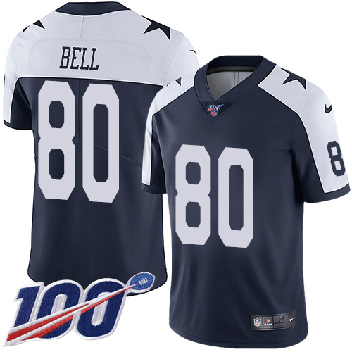 Nike Cowboys #80 Blake Bell Navy Blue Thanksgiving Men's Stitched NFL 100th Season Vapor Throwback Limited Jersey Nike Cowboys #80 Blake Bell Navy Blue Thanksgiving Men's Stitched NFL 100th Season Vapor Throwback Limited Jersey