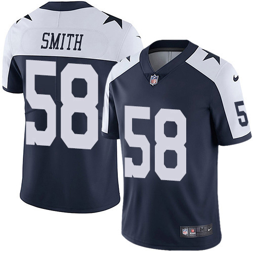 Nike Cowboys #58 Aldon Smith Navy Blue Thanksgiving Men's Stitched NFL Vapor Untouchable Limited Throwback Jersey Nike Cowboys #58 Aldon Smith Navy Blue Thanksgiving Men's Stitched NFL Vapor Untouchable Limited Throwback Jersey