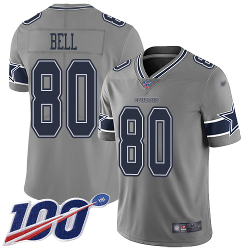 Nike Cowboys #80 Blake Bell Gray Men's Stitched NFL Limited Inverted Legend 100th Season Jersey Nike Cowboys #80 Blake Bell Gray Men's Stitched NFL Limited Inverted Legend 100th Season Jersey