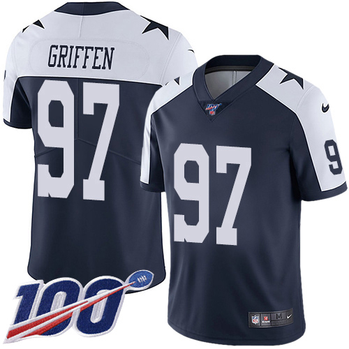Nike Cowboys #97 Everson Griffen Navy Blue Thanksgiving Men's Stitched NFL 100th Season Vapor Throwback Limited Jersey Nike Cowboys #97 Everson Griffen Navy Blue Thanksgiving Men's Stitched NFL 100th Season Vapor Throwback Limited Jersey
